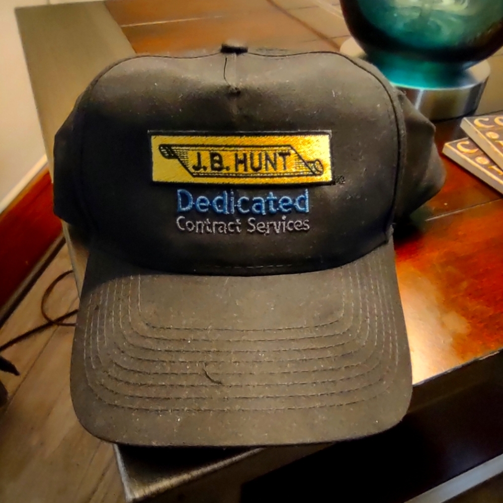 J.B hunt black cap. One size snapback style. Adjustable.